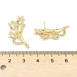 Accessoires de puces d'oreilles en laiton zircone cubique claire micro pavé&nbsp;KK-Z106-02G-08