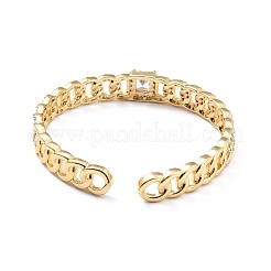 Bracelet de manchette ouvert en forme de chaîne gourmette en zircone cubique transparente&nbsp;BJEW-A123-06G