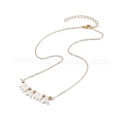 Collana con ciondolo mamma in conchiglia naturale con catene portacavi in ottone dorato per la festa della mamma&nbsp;NJEW-JN04151-02