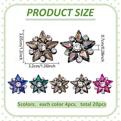20 шт. 5-х цветные стеклянные стразы в форме звезды&nbsp;DIY-WR0004-89