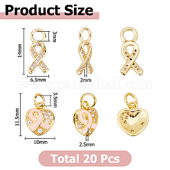 20 pièces 2 styles en laiton micro pavé pendentifs en zircone cubique claire&nbsp;KK-HS0001-92