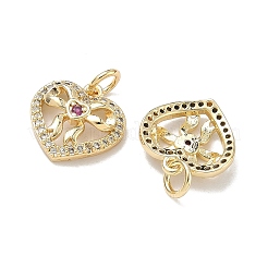 Pendentifs avec zircon cubiques à micro-pavés en laiton&nbsp;KK-D235-10G-02