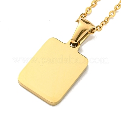 Collar colgante de acero inoxidable 304 con letra inicial y rectángulo con baño de iones (IP)&nbsp;NJEW-R265-04G-G