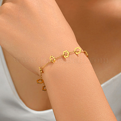 Bracelets en acier inoxydable 201 à maillons creux en forme de fleur pour femmes&nbsp;UF0900