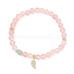 Braccialetti elasticizzati in vetro sintetico al quarzo ciliegia&nbsp;BJEW-JB11961-01