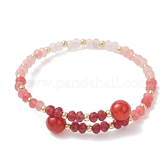 Браслеты из окрашенного натурального малазийского нефрита и латунных бусин для женщин&nbsp;BJEW-JB13343-02