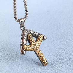 Colliers pendentifs runes viking texturées en acier inoxydable 304 bicolore pour hommes&nbsp;WGD6348-01