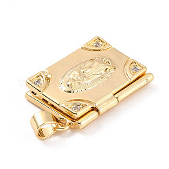 Подвески в виде медальонов из латуни с микропаве из прозрачного кубического циркония&nbsp;ZIRC-C035-10G