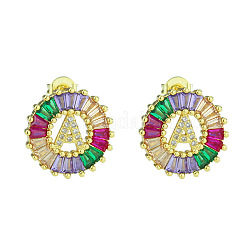 Pendientes de latón con circonitas cúbicas de colores&nbsp;WG39B88-01