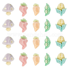 20 Stück 5 Stile beflockte undurchsichtige Harz-Cabochons&nbsp;CRES-TA0001-81
