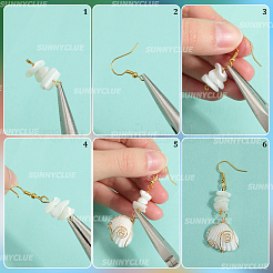 DIY-Set zur Herstellung synthetischer Ohrringe aus Türkis und Muschel&nbsp;DIY-SC0028-98