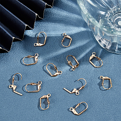 50 шт. латунная фурнитура для сережек с застежкой-молнией в виде листа&nbsp;KK-BBC0004-34