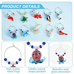 Морское животное стекло бокал для вина подвески&nbsp;AJEW-GA00018