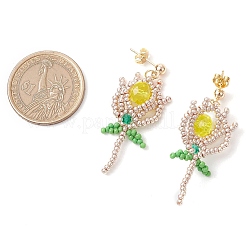Aretes colgantes con cuentas de vidrio&nbsp;EJEW-MZ00326