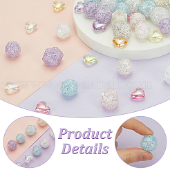 45 шт. 3 вида прозрачных акриловых бусин с эффектом кракле&nbsp;TACR-PH0001-76