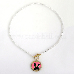 Ожерелье из эмалированного сплава с плоским круглым подвесом в виде кролика&nbsp;FS-WG9ECA9-01