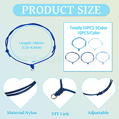 50шт 5 цвета регулируемый нейлоновый шнур для изготовления браслета&nbsp;BJEW-TA00670
