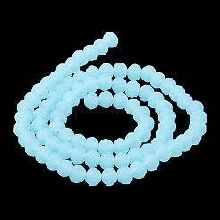 Hebras de cuentas de vidrio de color sólido de imitación de jade&nbsp;EGLA-A034-J8mm-MD04