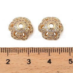 Колпачки для бусин из прозрачного кубического циркония из латуни&nbsp;KK-K374-25G