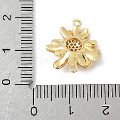 Подвески-коннекторы из цветочной латуни с микропаве из прозрачного кубического циркония&nbsp;KK-M326-06-G01