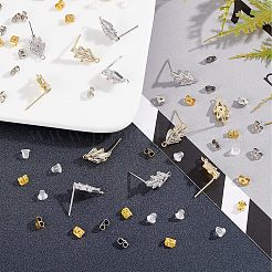 6 Paar 2 Farben Messing Micro Pave Zirkonia Ohrstecker Beschläge mit Schlaufen&nbsp;KK-NB0002-51
