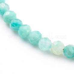 Bracciali sfaccettati con perline amazzonite naturale per le donne&nbsp;BJEW-JB05928-04