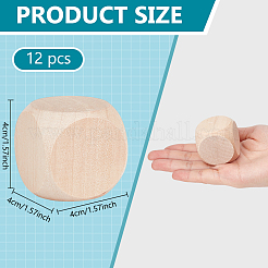 Необработанные деревянные пустые игральные кости&nbsp;WOOD-WH0048-06B