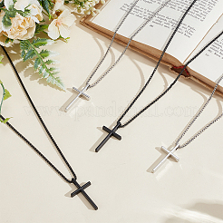 8 stücke 2 farben legierung kreuz anhänger 667 edelstahl box kette halsketten&nbsp;NJEW-GO0001-23