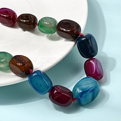 Colliers de perles cubiques dégradées en agate naturelle teintée&nbsp;NJEW-C113-01E