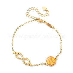 Braccialetti sportivi in ottone con micro pavé di zirconi cubici e maglie infinite&nbsp;LS-BJEW-D386-01D-G