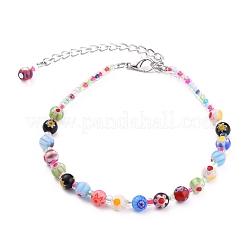 Perle di vetro millefiori artigianale cavigliere&nbsp;AJEW-AN00341