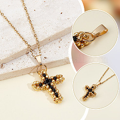 2 шт. подвески-кресты из стеклянного бисера&nbsp;PALLOY-GO00072