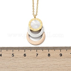 Collane con ciondolo ad anello con numero romano 3 in acciaio inossidabile 304&nbsp;NJEW-V001-06P-01