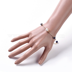 Braccialetti di collegamento lapislazzuli naturali (tinti).&nbsp;BJEW-JB04998-02