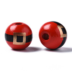 Gemalte europäische Perlen aus Naturholz&nbsp;X-WOOD-S057-035