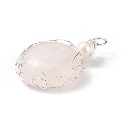 Pendentifs de quartz rose naturel&nbsp;PALLOY-JF01790-02