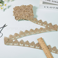 5 Yards Spitzenband aus Polyester und ABS-Kunststoff mit Kunstperlen&nbsp;OCOR-GF0004-92A