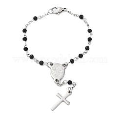 Braccialetti rosario perline di vetro&nbsp;BJEW-A032-04P-01