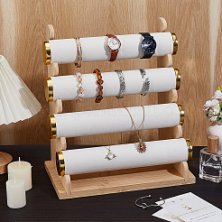 1 Beutel mit 4-stufigen T-Bar-Armband-Organizer-Ständern aus Samt mit Holzsockel und Legierungszubehör&nbsp;ODIS-PH0009-14