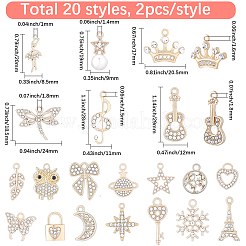 40 Stück 20 Stile Legierungsanhänger mit Strass&nbsp;FIND-BM0001-36