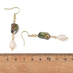 Hängeohrringe aus natürlicher Paua-Muschel und Naturperle&nbsp;EJEW-JE07333
