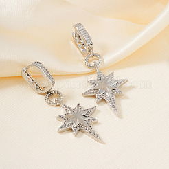 Серьги-кольца из латуни с прозрачным кубическим цирконием в форме звезды&nbsp;XZ2296-2