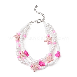 2 шт. многорядные браслеты из синтетической бирюзы и стеклянных бусин для женщин&nbsp;BJEW-JB12974