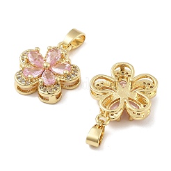 Pendentifs de fleurs en laiton avec zircone cubique de micro pave&nbsp;KK-M325-13C-G