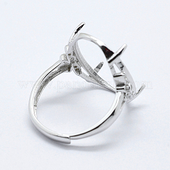 Компоненты перстня из стерлингового серебра 925 пробы с родиевым покрытием&nbsp;STER-G027-06P