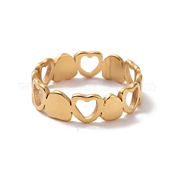 Anillo de acero inoxidable con forma de corazón hueco y revestimiento iónico (IP) 201 para el día de San Valentín&nbsp;RJEW-J051-50G