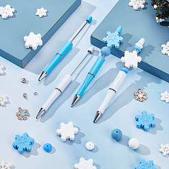 Weihnachts-DIY-Set zur Herstellung von Kugelschreibern mit Schneeflocke und runden Perlen&nbsp;DIY-SC0026-02