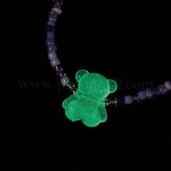 Ensemble de colliers et pendentifs ours en acrylique lumineux&nbsp;NJEW-JN04510
