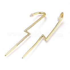 Orecchini in ottone con micro pavé di zirconi e zirconi&nbsp;X-EJEW-O097-04G-01
