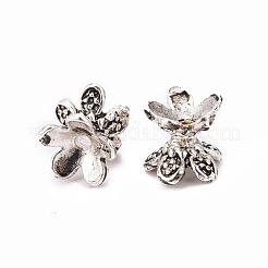 Stile tibetano tappi doppio fiore faccia perline&nbsp;X-PALLOY-O042-02